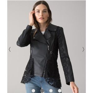 WHBM Coated denim lace moto.